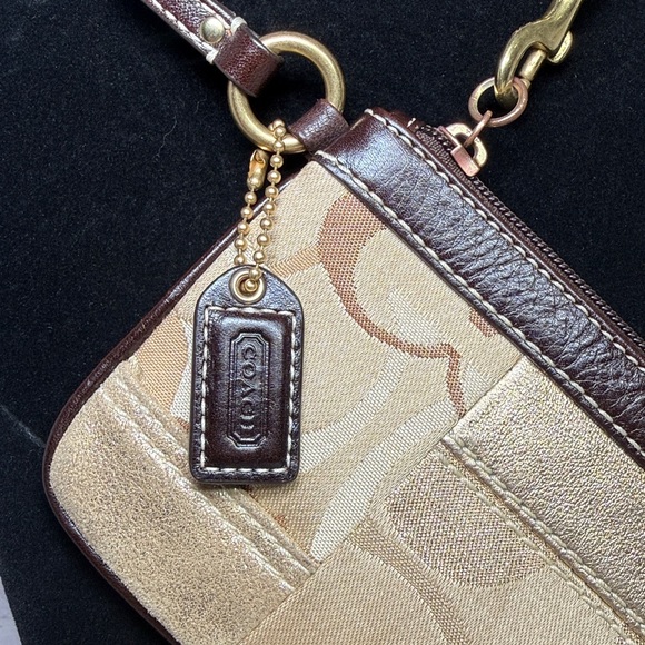 Vintage Y2K Coach Patchwork Wristlet Metallic Brown Suede Brass Hardware Clean - Picture 4 of 13